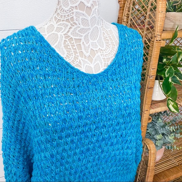 NWT Free People Coconut Loose Weave Sweater Teal - Picture 6 of 12